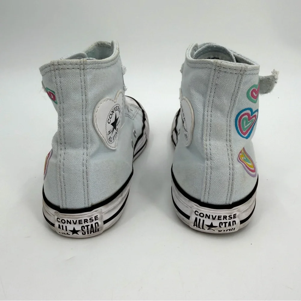 Converse Sneakers Girls Kids 2 Chuck Taylor All Star Heart Patch Blue High Tops